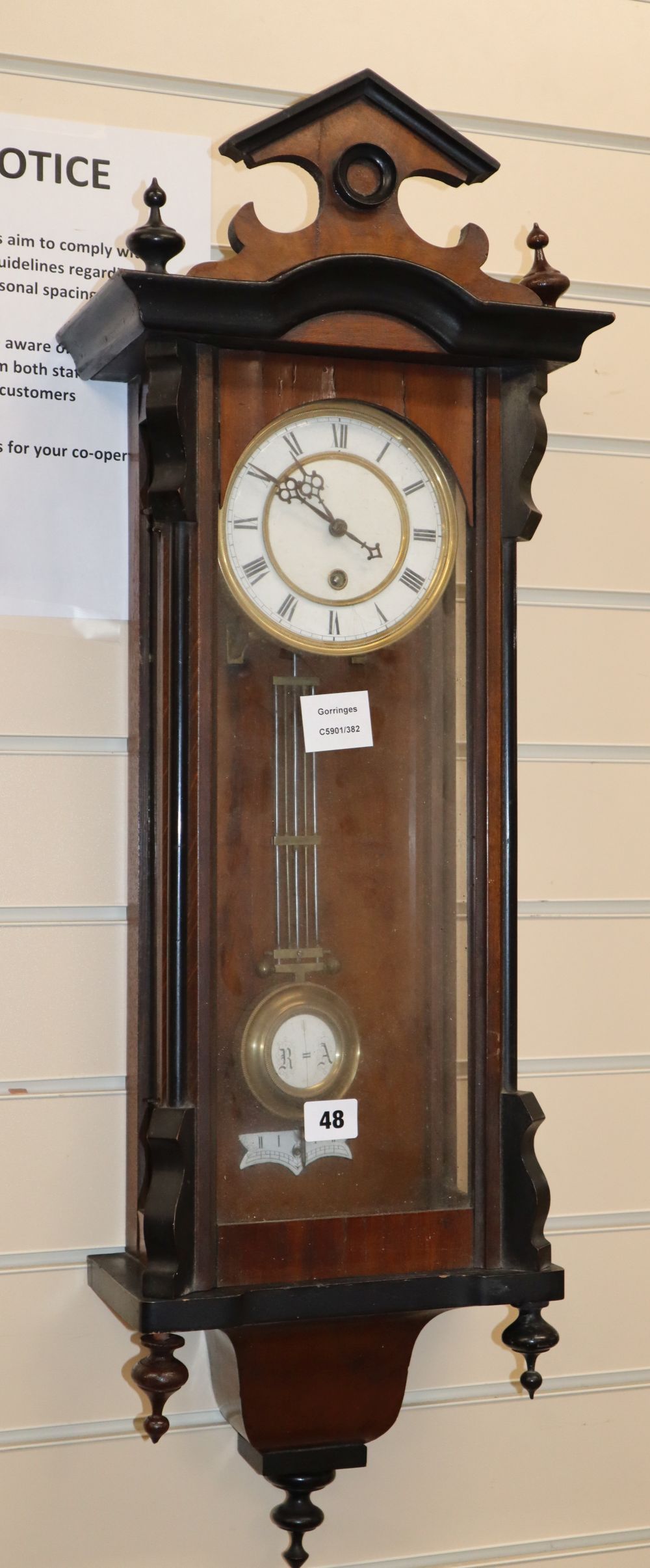A Vienna style wall clock, H.80cm